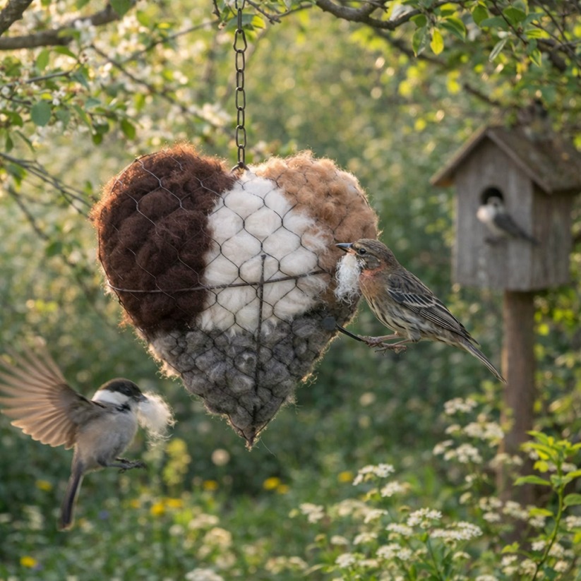 🔥LAST DAY 50% OFF - 🕊️🏡Handmade Natural Alpaca Fiber Bird Nesting Heart❤️A Cozy Gift for Birds